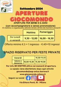 Orari Giocomondo settembre 2024