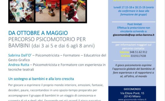 Percorso psicomotorio bambini 3-5 e 6-8anni